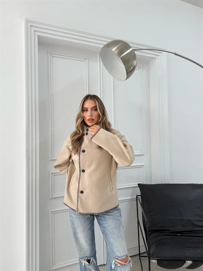 ÇOBAN DİKİŞ DETAY KAŞE MONT KREM