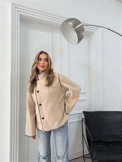 ÇOBAN DİKİŞ DETAY KAŞE MONT KREM