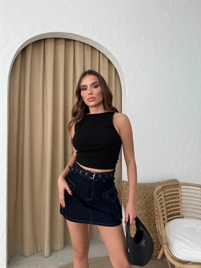 KARGO CEP DETAY KEMERLİ JEAN ETEK