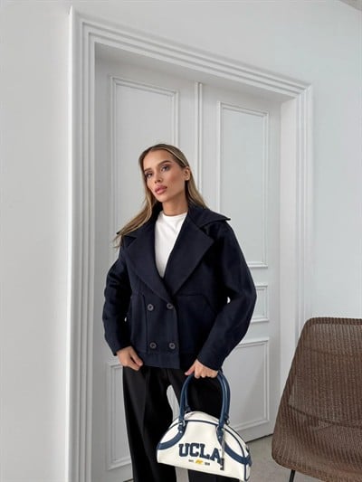 KRUVAZE YAKA İÇ ASTARLI KAŞE MONT LACİVERT