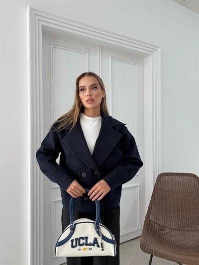 KRUVAZE YAKA İÇ ASTARLI KAŞE MONT LACİVERT