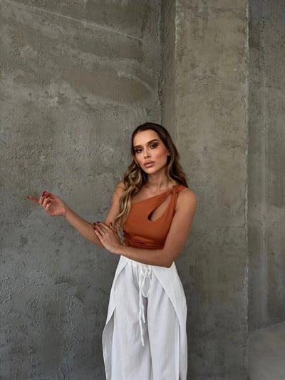 OMUZ PENCERE DETAY SANDY BLUZ TURUNCU