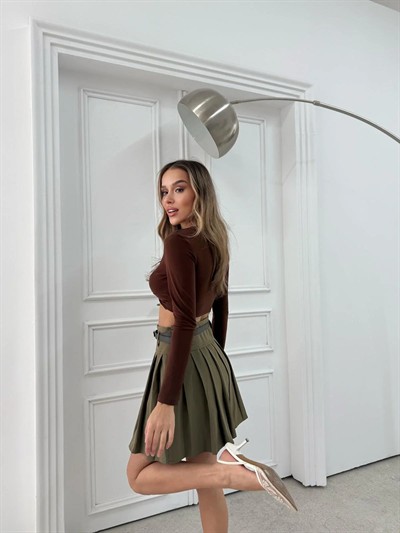 PİLELİ ŞORTLU KEMERLİ ETEK HAKİ