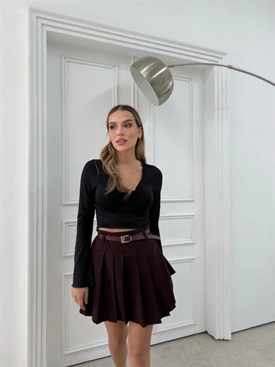 PİLELİ ŞORTLU KEMERLİ ETEK MÜRDÜM