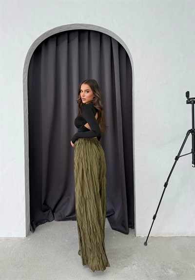 PİLİSELİ UZUN KRAŞ ETEK HAKİ