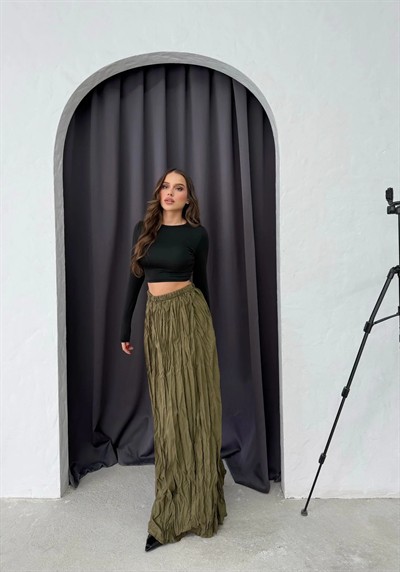 PİLİSELİ UZUN KRAŞ ETEK HAKİ