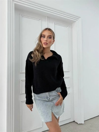 POLO YAKA YUMOŞ TRİKO SİYAH