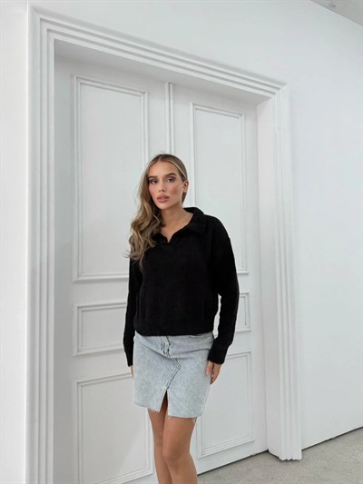 POLO YAKA YUMOŞ TRİKO SİYAH