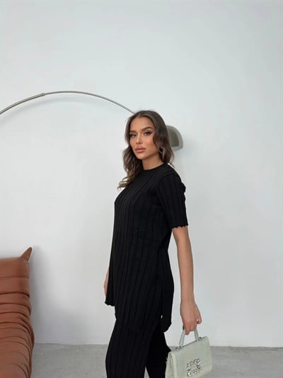 TİŞÖRT VE PANTOLON TRİKO İKİLİ TAKIM SİYAH