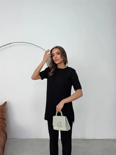 TİŞÖRT VE PANTOLON TRİKO İKİLİ TAKIM SİYAH