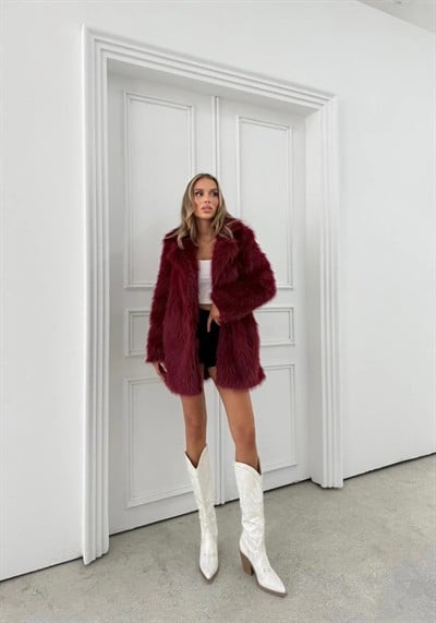 UZUN İÇ ASTARLI OVERSİZE KÜRK BORDO 7011