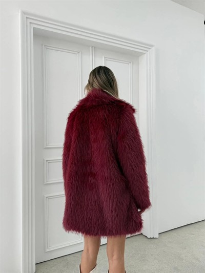 UZUN İÇ ASTARLI OVERSİZE KÜRK BORDO 7011