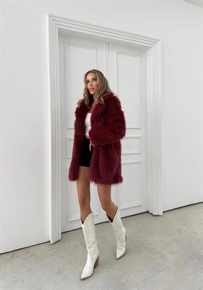 UZUN İÇ ASTARLI OVERSİZE KÜRK BORDO 7011