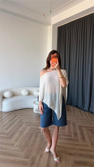 Asimetrik Detay Panço Ekru 2399