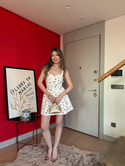 Askılı Çiçek Desen Elbise 2166