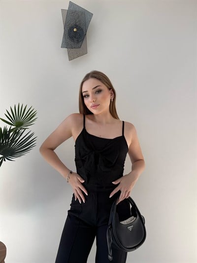 Askılı Fiyonk Detay Atlet Siyah 2364