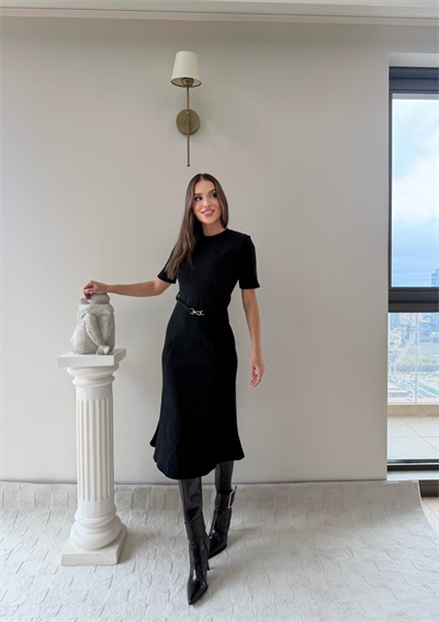 Çan Etek Detay Selanik Elbise Siyah 2029