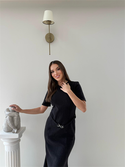 Çan Etek Detay Selanik Elbise Siyah 2029