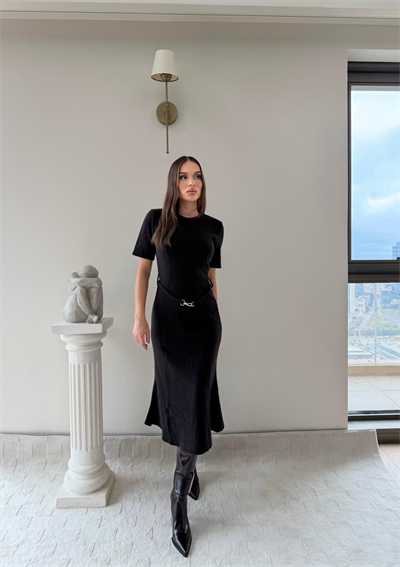 Çan Etek Detay Selanik Elbise Siyah 2029