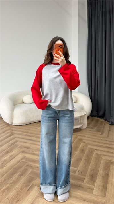 Garneli Çift Renk Sweat Gri 2552