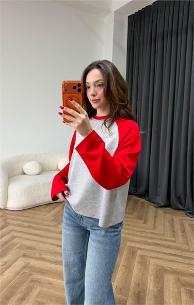 Garneli Çift Renk Sweat Gri 2552
