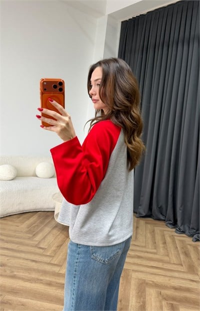 Garneli Çift Renk Sweat Gri 2552