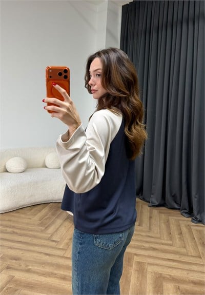 Garneli Çift Renk Sweat Lacivert 2552