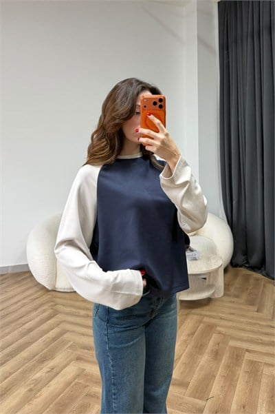 Garneli Çift Renk Sweat Lacivert 2552