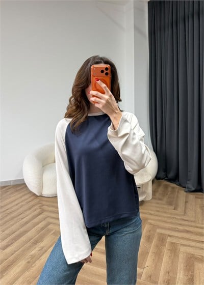 Garneli Çift Renk Sweat Lacivert 2552