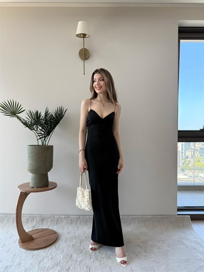 İp Askılı Kalem Elbise Siyah 2232
