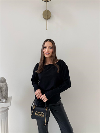 KAYIK YAKA TRİKO BLUZ SİYAH 2019