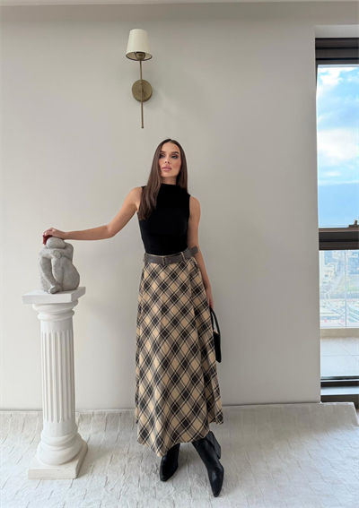 Kemer Detay Ekose Desen Etek Bej 2032