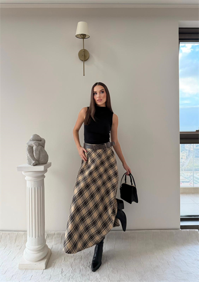 Kemer Detay Ekose Desen Etek Bej 2032