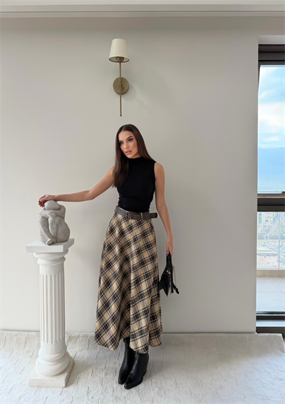 Kemer Detay Ekose Desen Etek Bej 2032