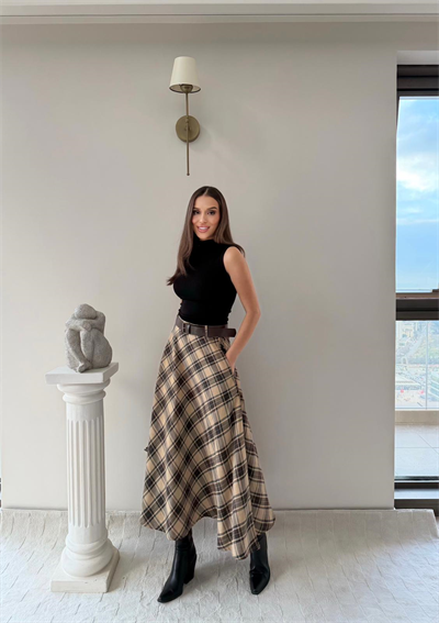 Kemer Detay Ekose Desen Etek Bej 2032