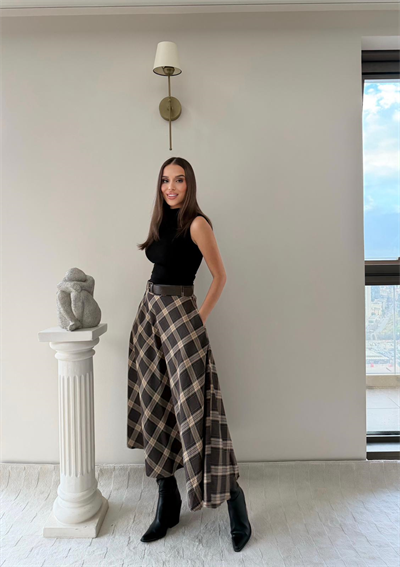 Kemer Detay Ekose Desen Etek Kahve 2032