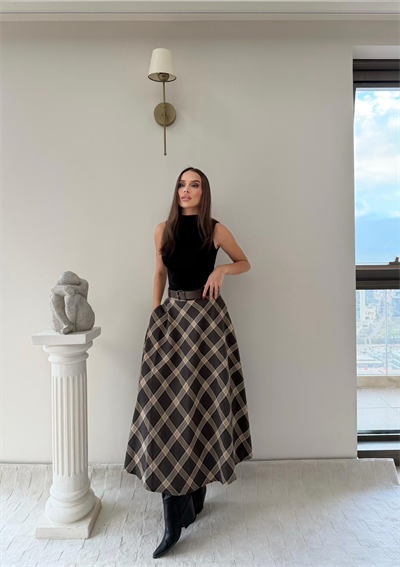 Kemer Detay Ekose Desen Etek Kahve 2032