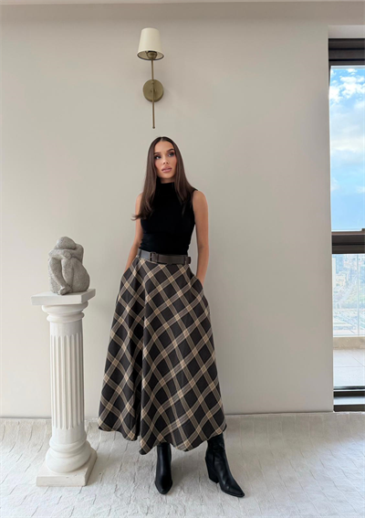 Kemer Detay Ekose Desen Etek Kahve 2032