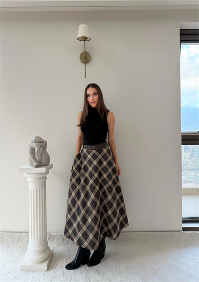 Kemer Detay Ekose Desen Etek Kahve 2032