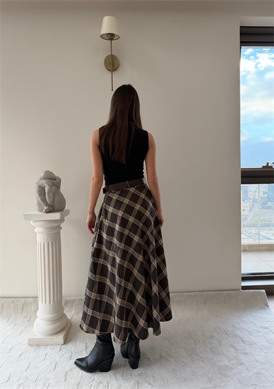 Kemer Detay Ekose Desen Etek Kahve 2032