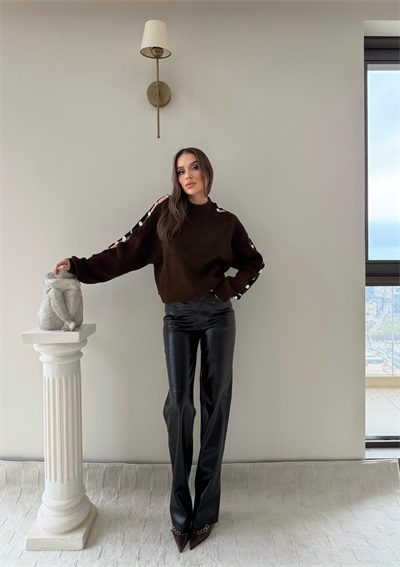 Kol Dekolte Aksesuar Detay Kazak Kahve 2041