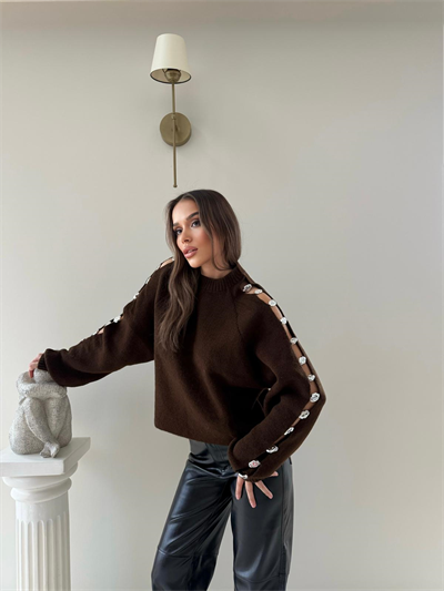 Kol Dekolte Aksesuar Detay Kazak Kahve 2041