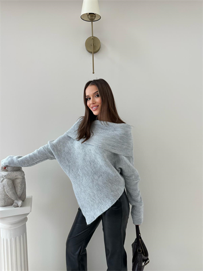 Madonna Yaka Asimetrik Detay Kazak Gri 2015