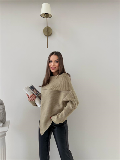 Madonna Yaka Asimetrik Detay Kazak Haki 2015