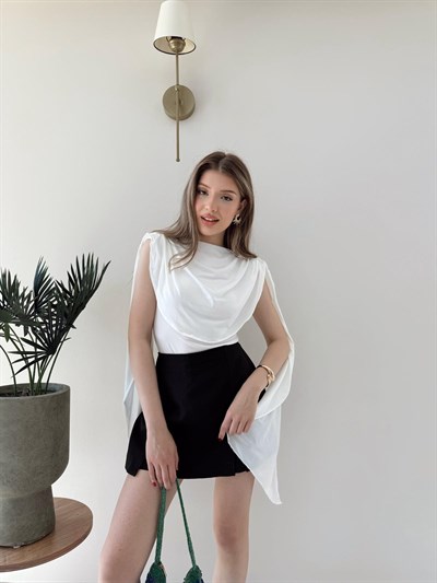 Omuz Saçaklı Sandy Bodysuit Beyaz 2269