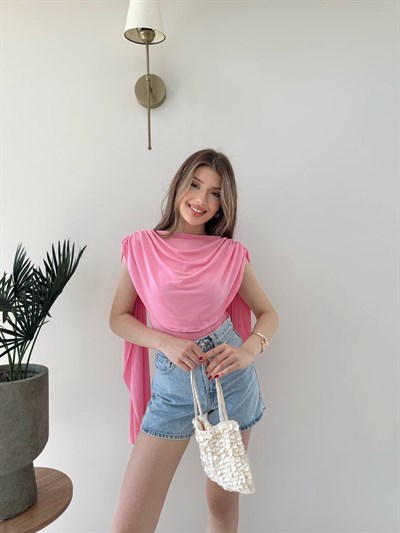 Omuz Saçaklı Sandy Bodysuit Pembe 2269