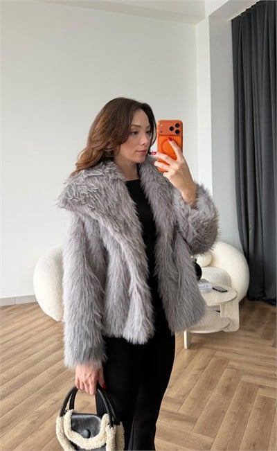 Premium İç Astarlı Kürk Gri 2557