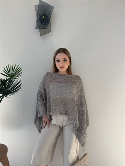 Salaş Simli Asimetrik Panço Gri 2354