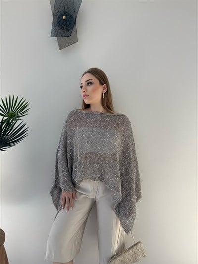 Salaş Simli Asimetrik Panço Gri 2354