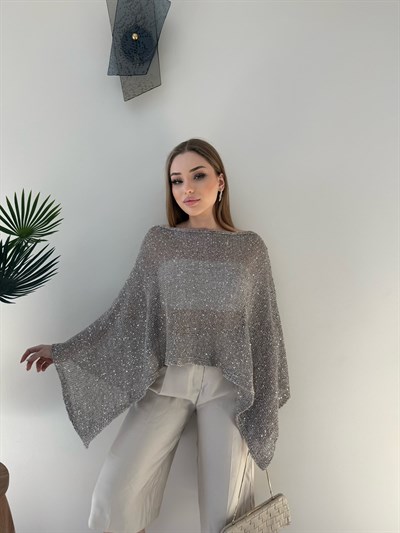 Salaş Simli Asimetrik Panço Gri 2354